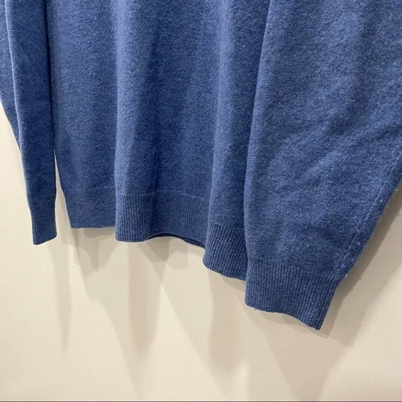 McKenzy Superfine Outwear Vintage Lambswool V-Neck Sweater Blue Long Sleeve L